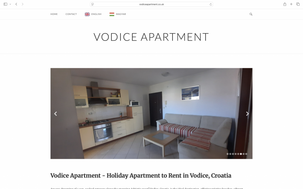 Vodice Apartment website screenshot